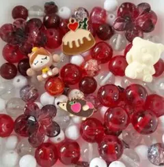 ガラスビーズ アクリルビーズ ミックス 赤 白 まとめ売り セット