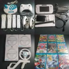 すぐ遊べるWiiUセット リモコン４つ＆ハンドル4つ アケコン・プロコン付き