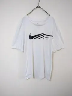 ナイキ　NIKE　Tシャツ　メンズM　白色　前面ロゴプリント　綿　ポリエステル