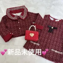 新品未使用♡赤ツゥイードチェックセットアップ♡ジャケットワンピース95100