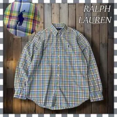 ラルフローレン ポニー刺繍 マルチカラーチェック長袖シャツ L