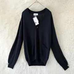 【LES MUES】AOKI 洗えるカーディガン 濃紺Vネック M タグ付き