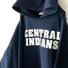 ギルダン セントラル インディアンズ スウェット パーカー XL ネイビー古着