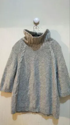 ニット セーター 薄手　七分袖 　グレー　M