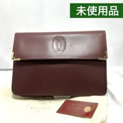 カルティエ セカンドバッグ マストライン レザー ボルドー クラッチバッグ ロゴ