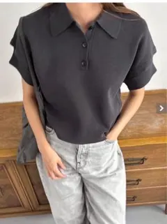 RIM.ARK Stylish polo knit ブラック