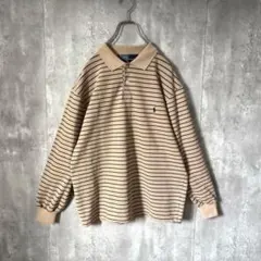 【希少デザイン！】90's ラルフローレン マルチボーダー 刺繍 ワンポイント