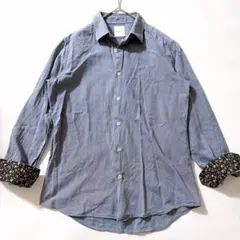 ボックスタグ✨ポールスミス 袖切替 花柄 フランネルシャツ ブルー L