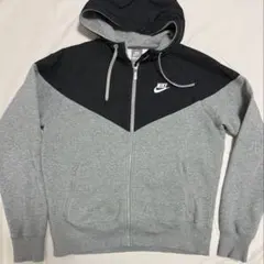 NIKE ナイキ　ジップアップパーカー　メンズ　グレー×ブラック　裏起毛