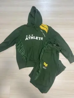 ATHLETA グリーン フーディ パンツセット スウェットセットアップ　L