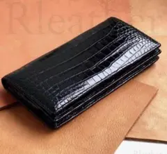 最高級 本物 無双 クロコダイル 一枚革 ワニ革 長財布 折り財布 二 