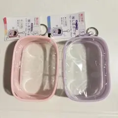 セリア 推し活ポーチ Sサイズ　ピンク　パープル　クリアポーチ カニカン付きのサムネイル