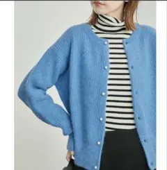 【未使用美品】ロペピクニック　FOX混ニットカーディガン　ブルー