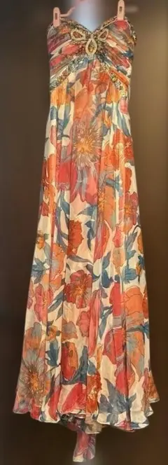 【美品】Coniefox　フローラルプリント ノースリーブロングワンピース