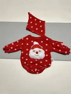 サンタロンパース クリスマス サンタクロース 70 80 帽子付き 裏起毛