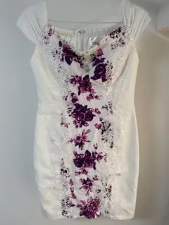 フラワープリント オフショルダードレス