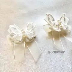 【2個セット】蝶々 ヘアクリップ ウェディング