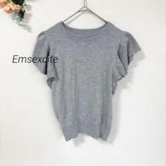 2.52 エムズエキサイト 半袖 ニット トップス フリル袖 シンプルカジュアル