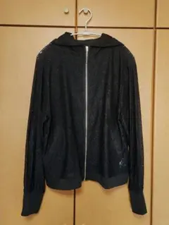 【新品】大きいサイズＬＬ ブラックレースフード付きジャンパー　指穴つき