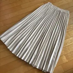 Pierrot ピエロ スエードタッチロングプリーツスカートM アイボリー