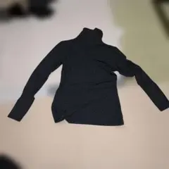 H316 ヒョウ柄 長袖タートルネック 黒　グレー