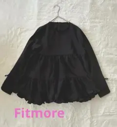 Fitmore フィットモア ティアードフリルチュニック ブラック 長袖