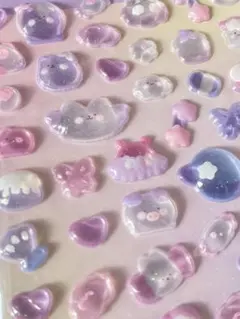 ボンボンドロップシール☆うるちゅる　立体シール　パープルステッカー