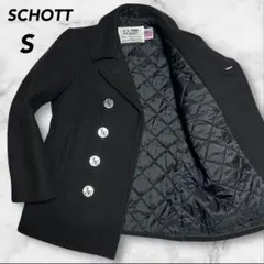 【美品】SCHOTT ショット　ピーコート　ブラック　Sサイズ　イカリボタン
