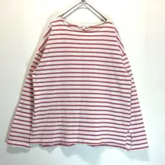 grove ボーダーカットソー (L) 白×ピンク