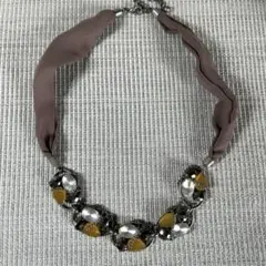 ☆未使用☆チョーカー風・リボンビジューネックレス☆*:.。.