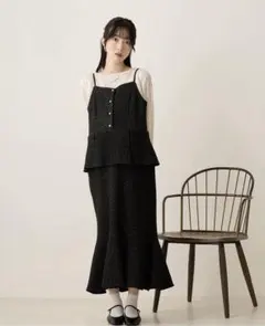 honono ツイードキャミワンピース ブラック　M