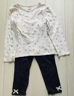 petit main 花柄トップス＆リボン付きパンツ セット