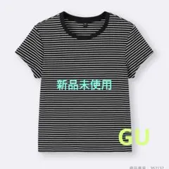 GU リブボーダーT 半袖 ブラックのサムネイル