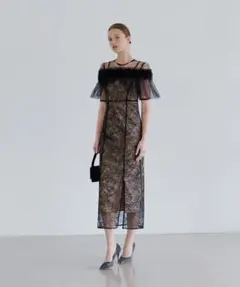 3WAYフラワーチュールアシンメトリーIラインワンピースドレス結婚式二次会成人式