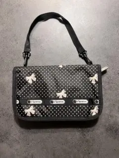 レスポ LeSportsac マルチポーチ 通帳 黒ドットリボン　母子手帳ケース