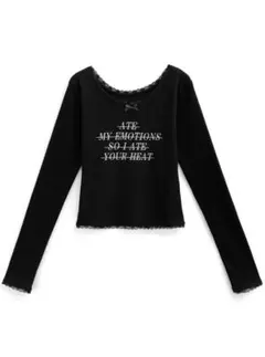 GRL レースリボンロゴテレコリブトップス