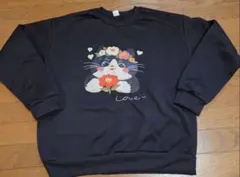 猫柄 スウェット ブラック 長袖 トレーナー　新品　可愛い