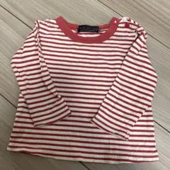限定セール！現品限り！MON MANES 赤白ストライプ 長袖Tシャツ 80