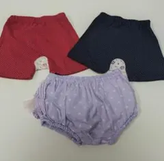 花柄　ドット柄フリル付きパンツ3点セット　90cm〜