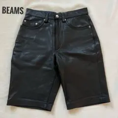 BEAMS 本革 レザーショートパンツ ブラック Sのサムネイル