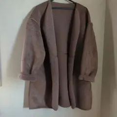 即発送 ノーカラージャケット スエード風　通勤着　通学　美品