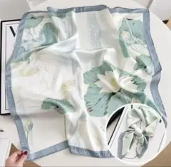 蓮の花 美しいシルクスカーフ 70×70 g29