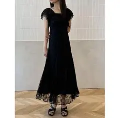 eimy istoire ♡ スクエアネックレースワンピース ブラック