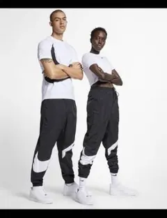 S 美品 ナイキ ウーブンパンツ ジョガー ナイロンパンツ ビッグスウッシュ 黒