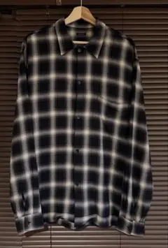 訳あり comoli レーヨンチェック オープンカラーシャツ