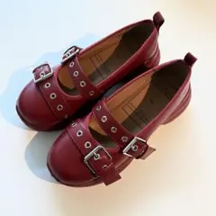 ●未使用美品●GU × Rokh 厚底 メリージェーン ベルトシューズ レッドのサムネイル