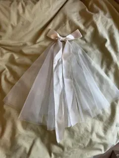 ヘアアクセサリー　チュール　リボンバレッタ