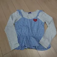 chummy 長袖カットソー 150サイズ グレー/青チェック