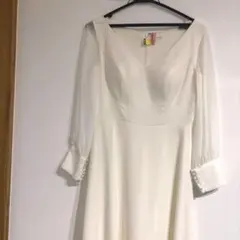 結婚式 前撮り ドレス アイボリー XL ワンピース シフォン