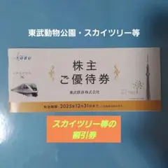 東武動物公園特別入園券・アトラクションパス優待割引券等。 東武鉄道　株主ご優待券
